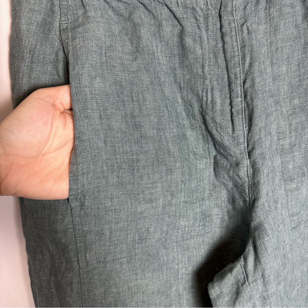 Eileen Fisher 100% Organic Linen Wide Leg Pants Blue Green Small Lagenlook - Picture 5 of 12